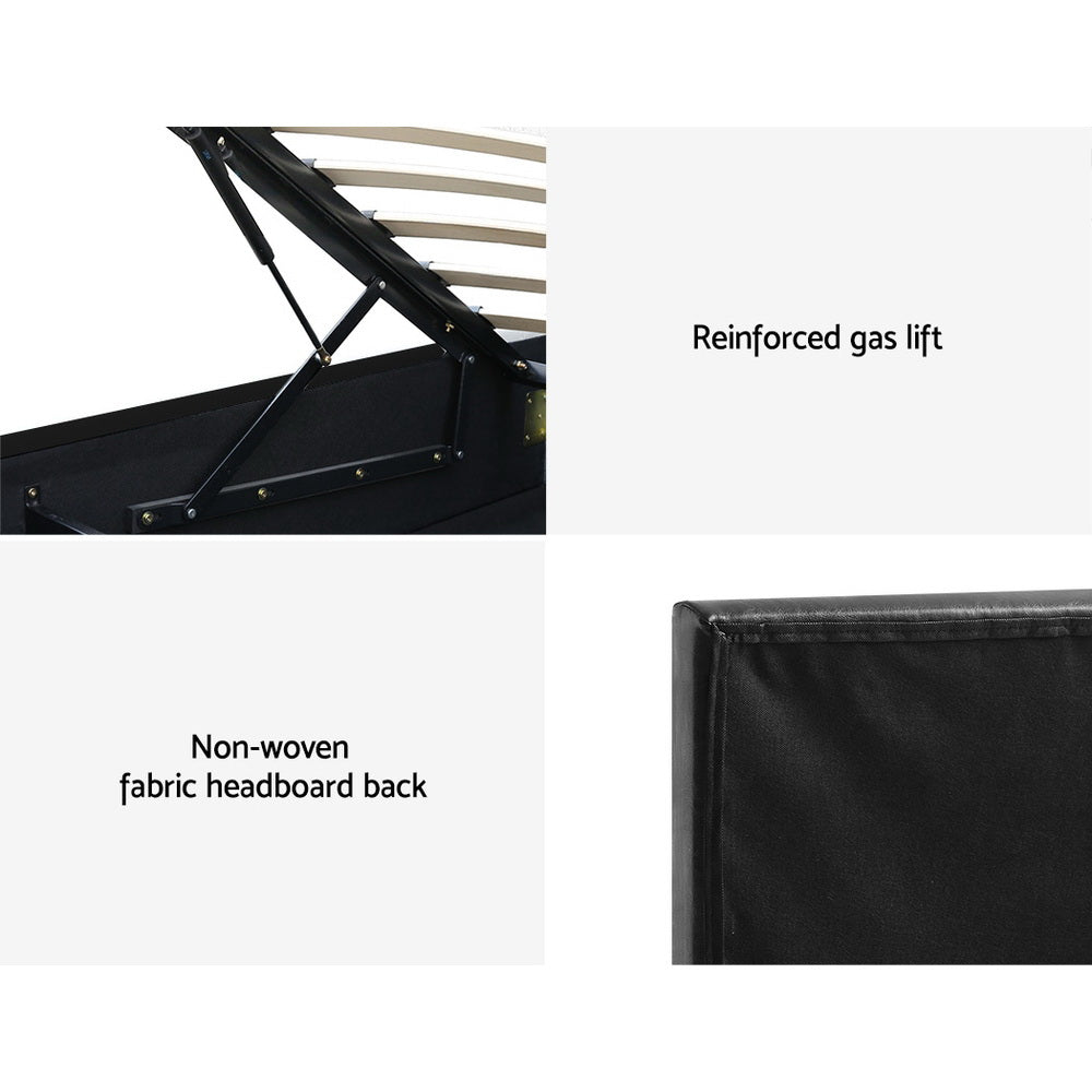 Artiss Bed Frame King Single Size LED Gas Lift Black LUMI - Furniture > Bedroom > Beds & Bed Frames