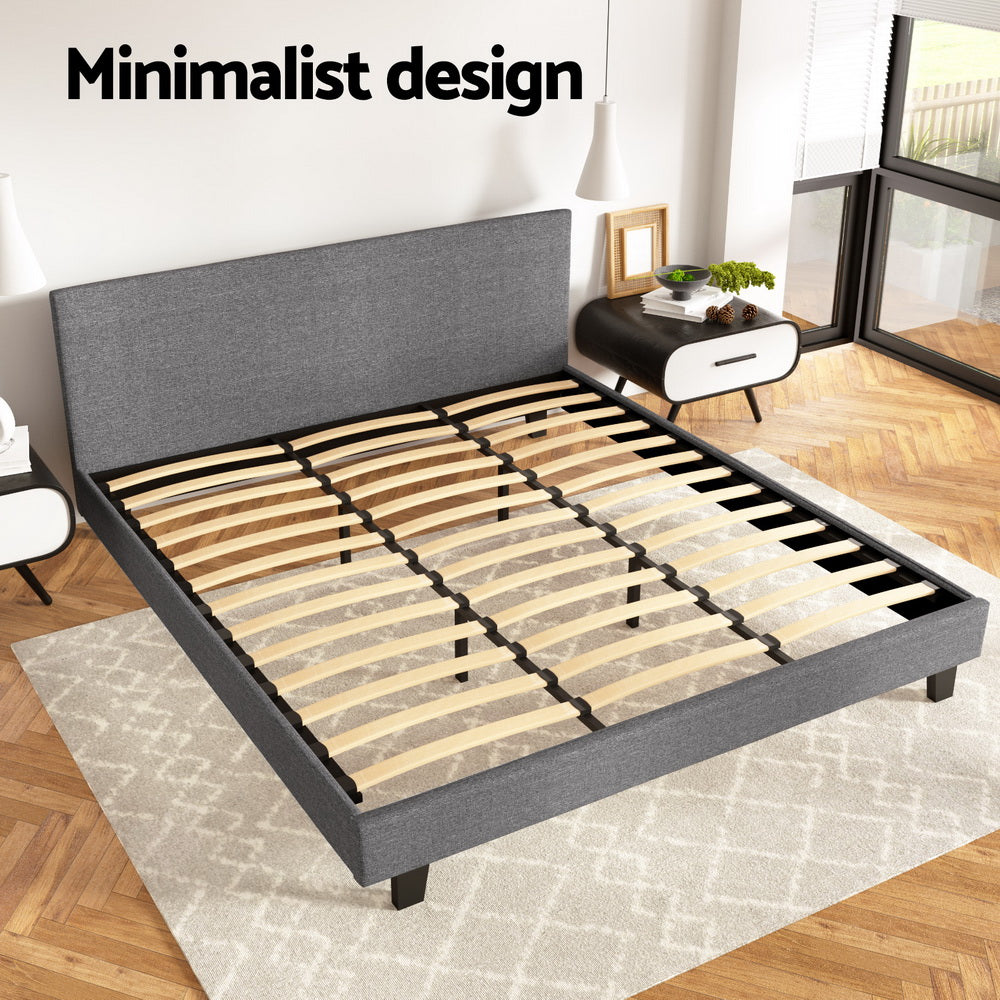 Artiss Bed Frame King Size Grey NEO - Furniture > Bedroom > Beds & Bed Frames