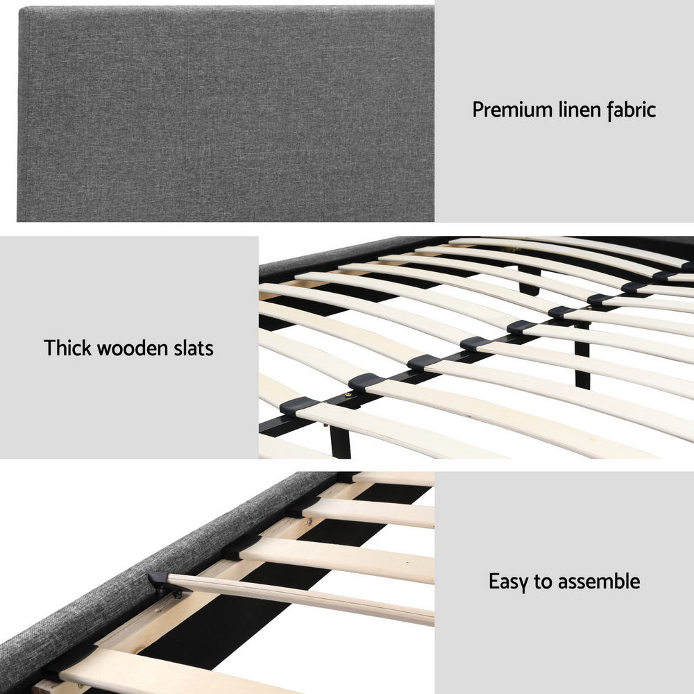 Artiss Bed Frame King Size Grey NEO - Furniture > Bedroom > Beds & Bed Frames