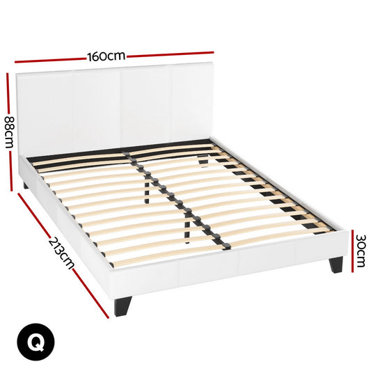 Artiss Bed Frame Queen Size White NEO Furniture > Bedroom > Beds & Bed Frames