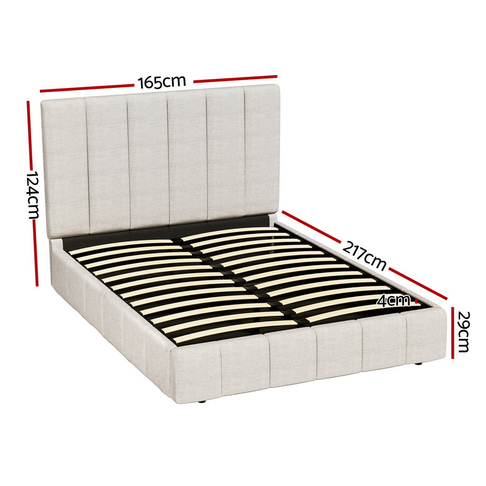 Artiss Bed Frame Queen Size Beige TETTE - Furniture > Bedroom > Beds & Bed Frames