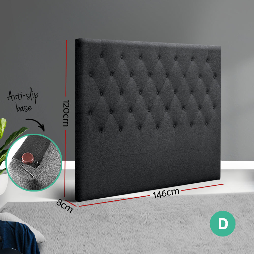 Artiss Bed Head Headboard Double Size Fabric - CAPPI Charcoal - Furniture > Bedroom > Headboards