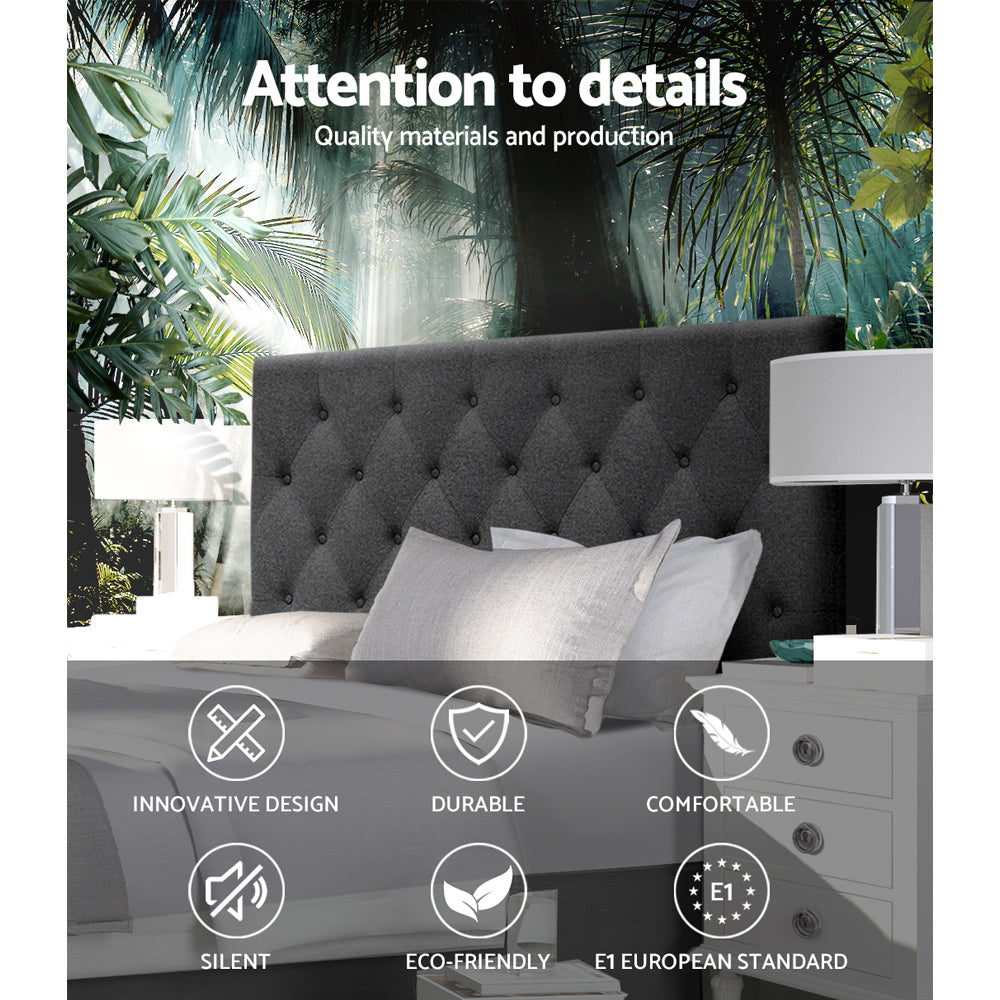 Artiss Bed Head Headboard Double Size Fabric - CAPPI Charcoal - Furniture > Bedroom > Headboards