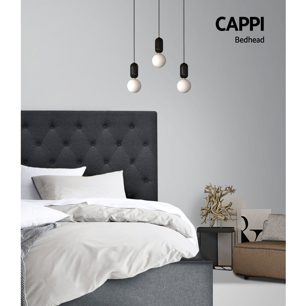Artiss Bed Head Headboard Double Size Fabric - CAPPI Charcoal - Furniture > Bedroom > Headboards