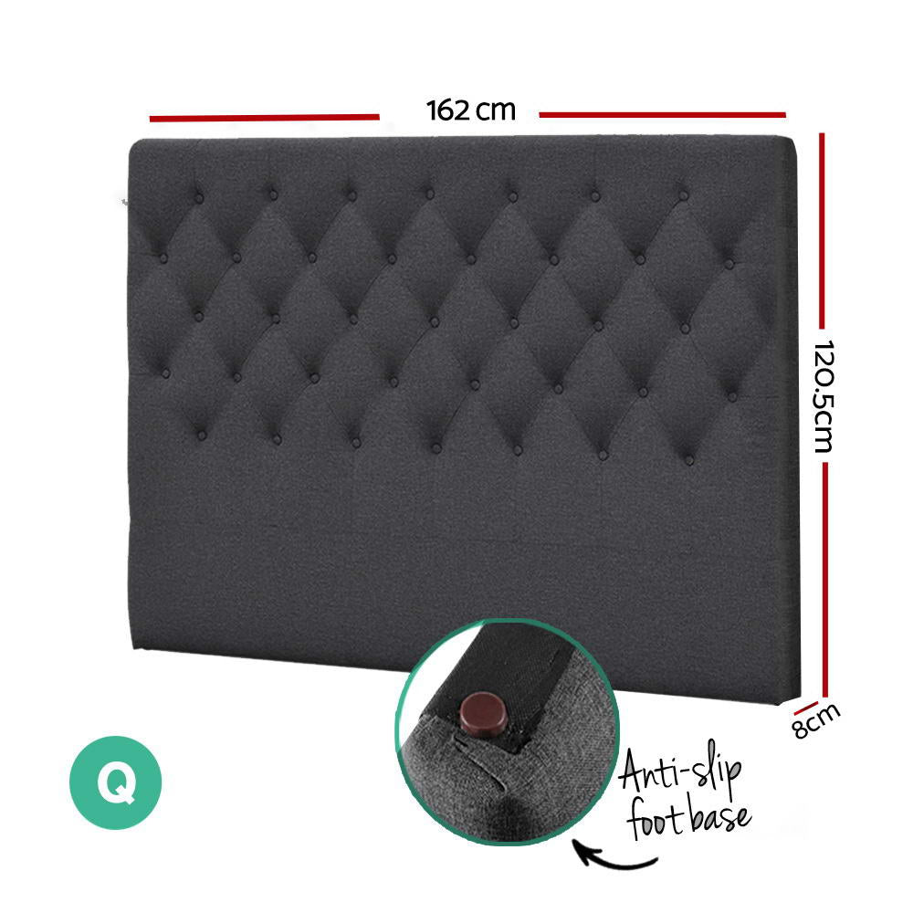 Artiss Bed Head Headboard Queen Size Fabric - CAPPI Charcoal - Furniture > Bedroom > Headboards