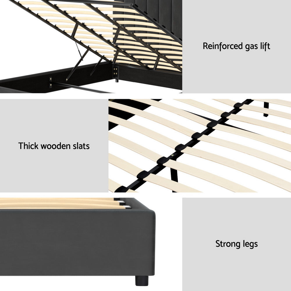 Artiss Bed Frame King Size Velvet Grey FION Furniture > Bedroom > Beds & Bed Frames