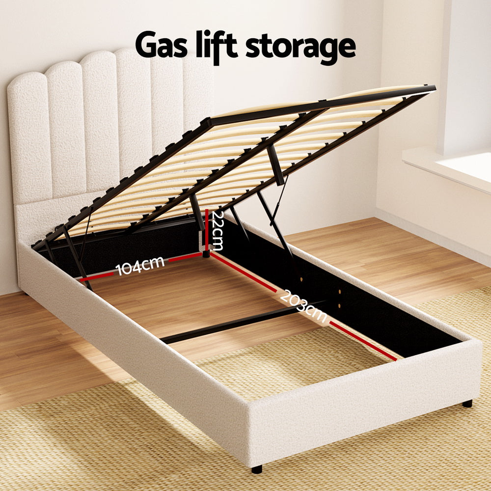 Artiss Bed Frame King Single Size Boucle FION Baby & Kids > Kid’s Furniture > Kid’s Beds & Bed Frames