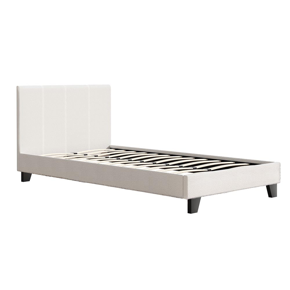Artiss Bed Frame King Single Size Boucle NEO - Furniture > Bedroom > Beds & Bed Frames