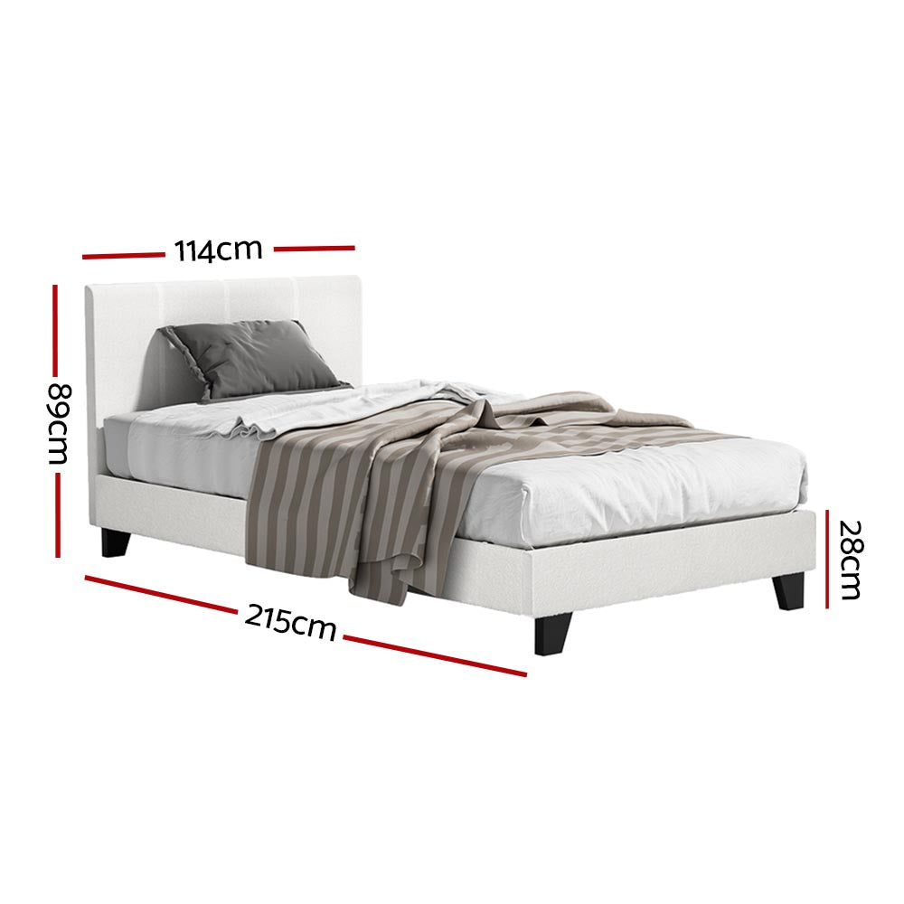 Artiss Bed Frame King Single Size Boucle NEO - Furniture > Bedroom > Beds & Bed Frames