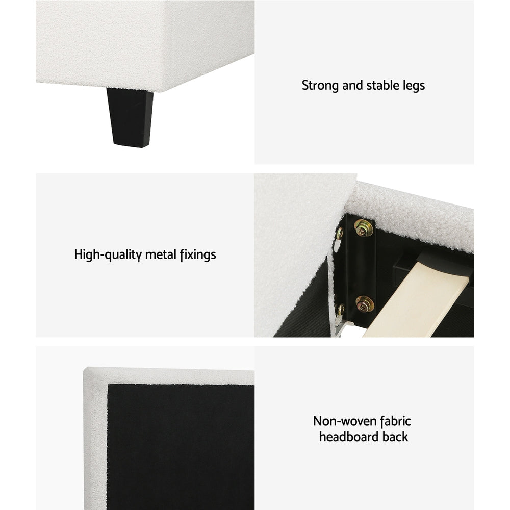 Artiss Bed Frame King Single Size Boucle NEO - Furniture > Bedroom > Beds & Bed Frames