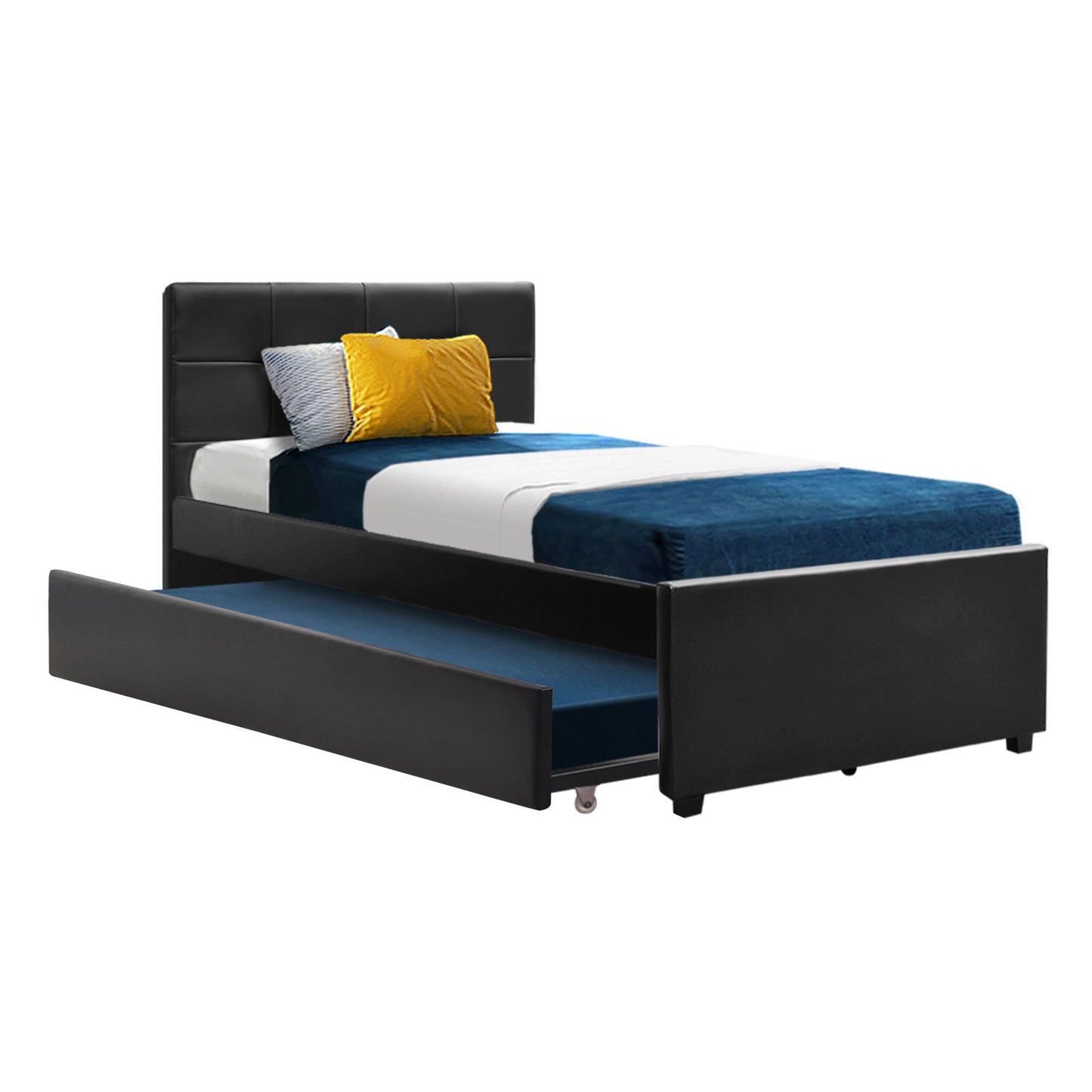 Artiss Bed Frame King Single Size Trundle Daybed Black - Furniture > Bedroom > Beds & Bed Frames