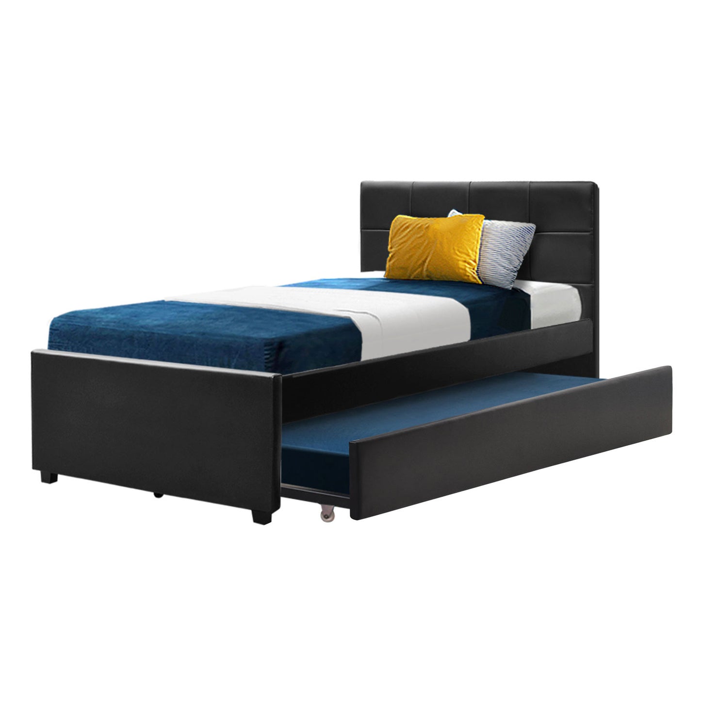 Artiss Bed Frame King Single Size Trundle Daybed Black - Furniture > Bedroom > Beds & Bed Frames