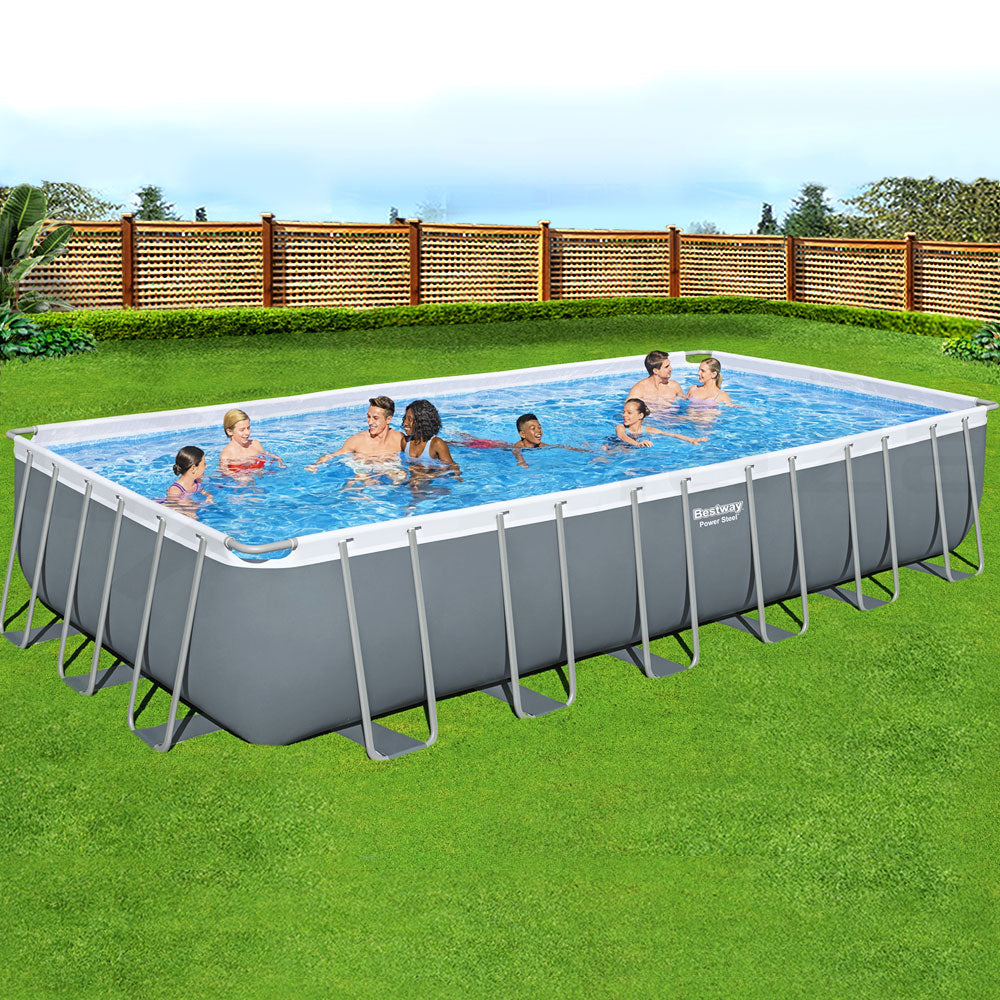Bestway Swimming Pool 732x366x132cm Steel Frame Above Ground Pools Ladder 30045L - Home & Garden > Pool & Accessories >