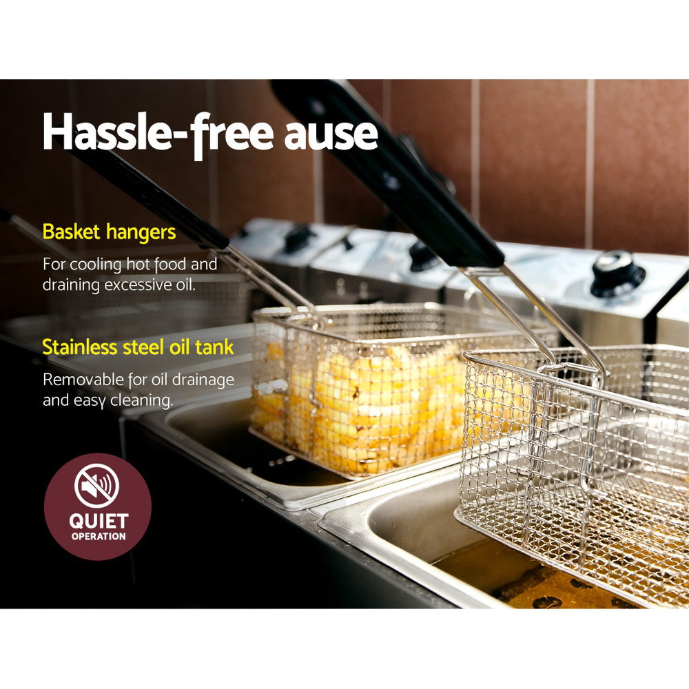 Devanti 20L Electric Commercial Deep Fryer Double Baskets 4400W Appliances > Kitchen Appliances > Deep Fryers