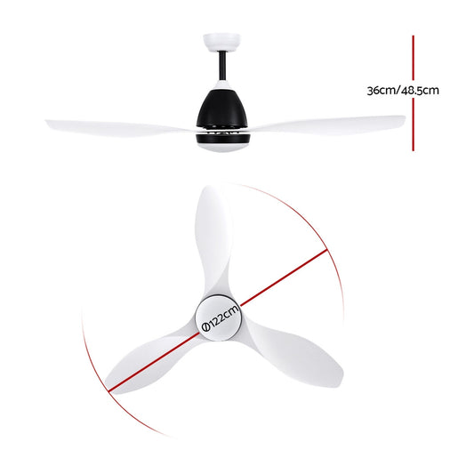 Devanti 48’’ Ceiling Fan DC Motor w/Light w/Remote White Appliances > Fans > Ceiling Fans