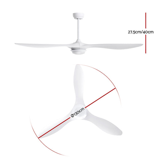 Devanti 52’’ Ceiling Fan DC Motor w/Light w/Remote White Appliances > Fans > Ceiling Fans