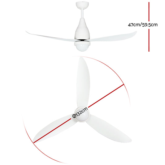 Devanti 52’’ Ceiling Fan DC Motor LED Light Remote Control White Appliances > Fans > Ceiling Fans