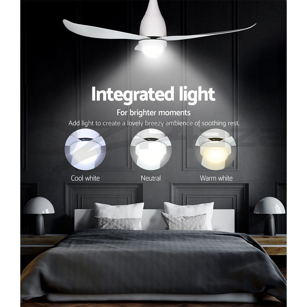 Devanti 52’’ Ceiling Fan DC Motor LED Light Remote Control White Appliances > Fans > Ceiling Fans