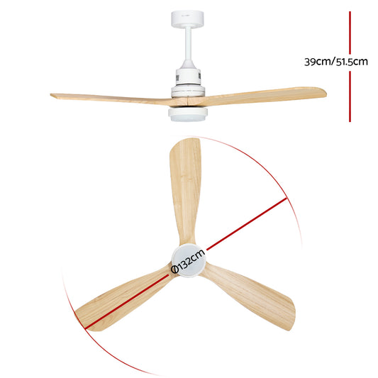Devanti 52’’ Ceiling Fan AC Motor LED Light Remote Light Wood Appliances > Fans > Ceiling Fans