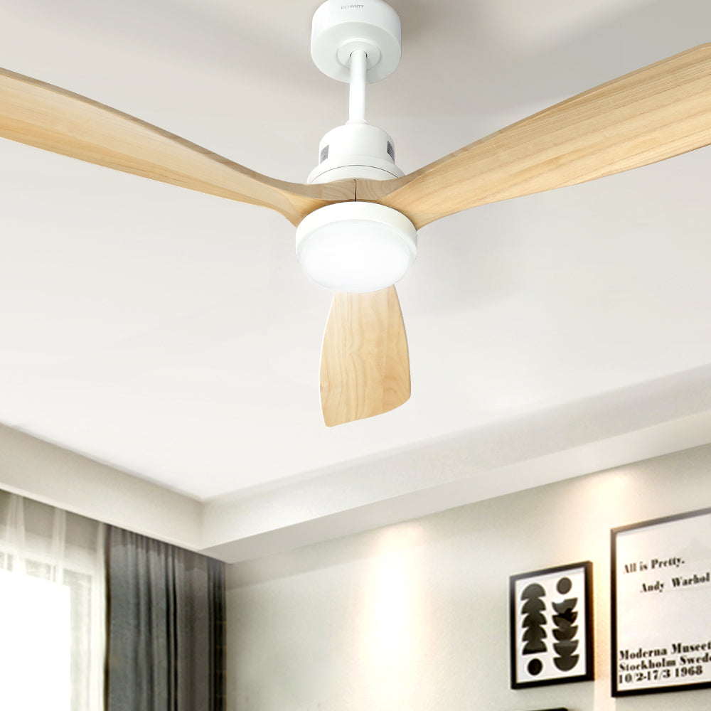 Devanti 52’’ Ceiling Fan AC Motor LED Light Remote Light Wood Appliances > Fans > Ceiling Fans