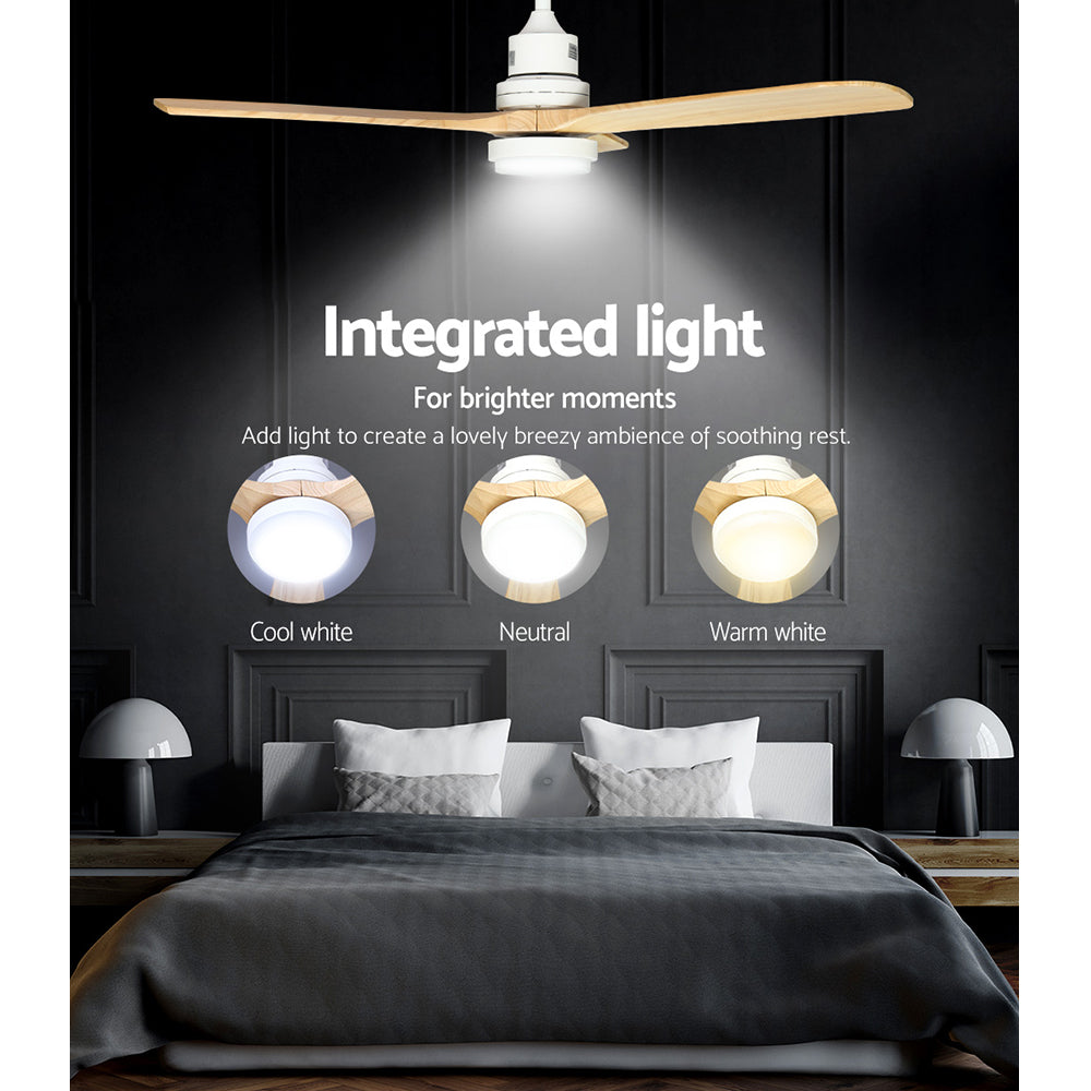 Devanti 52’’ Ceiling Fan AC Motor LED Light Remote Light Wood Appliances > Fans > Ceiling Fans