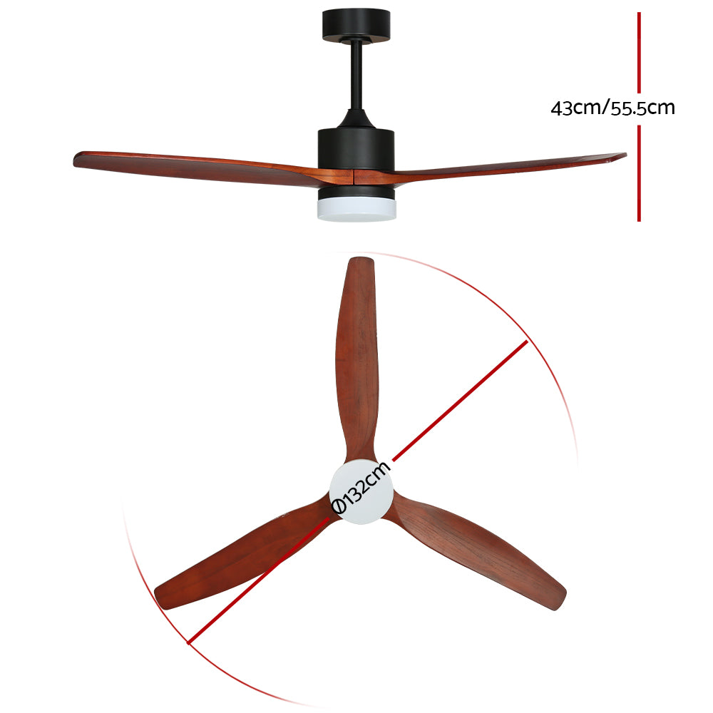 Devanti 52’’ Ceiling Fan AC Motor 3 Blades w/Light Dark Wood Appliances > Fans > Ceiling Fans