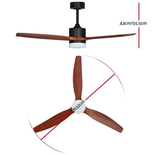 Devanti 52’’ Ceiling Fan AC Motor 3 Blades w/Light Dark Wood Appliances > Fans > Ceiling Fans