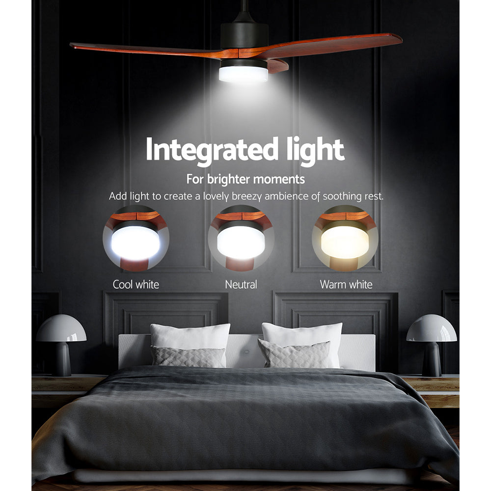 Devanti 52’’ Ceiling Fan AC Motor 3 Blades w/Light Dark Wood Appliances > Fans > Ceiling Fans
