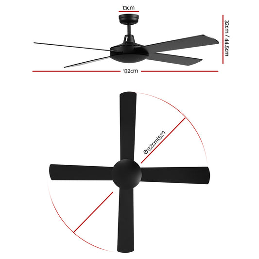 Devanti 52’’ Ceiling Fan w/Remote Black Appliances > Fans > Ceiling Fans