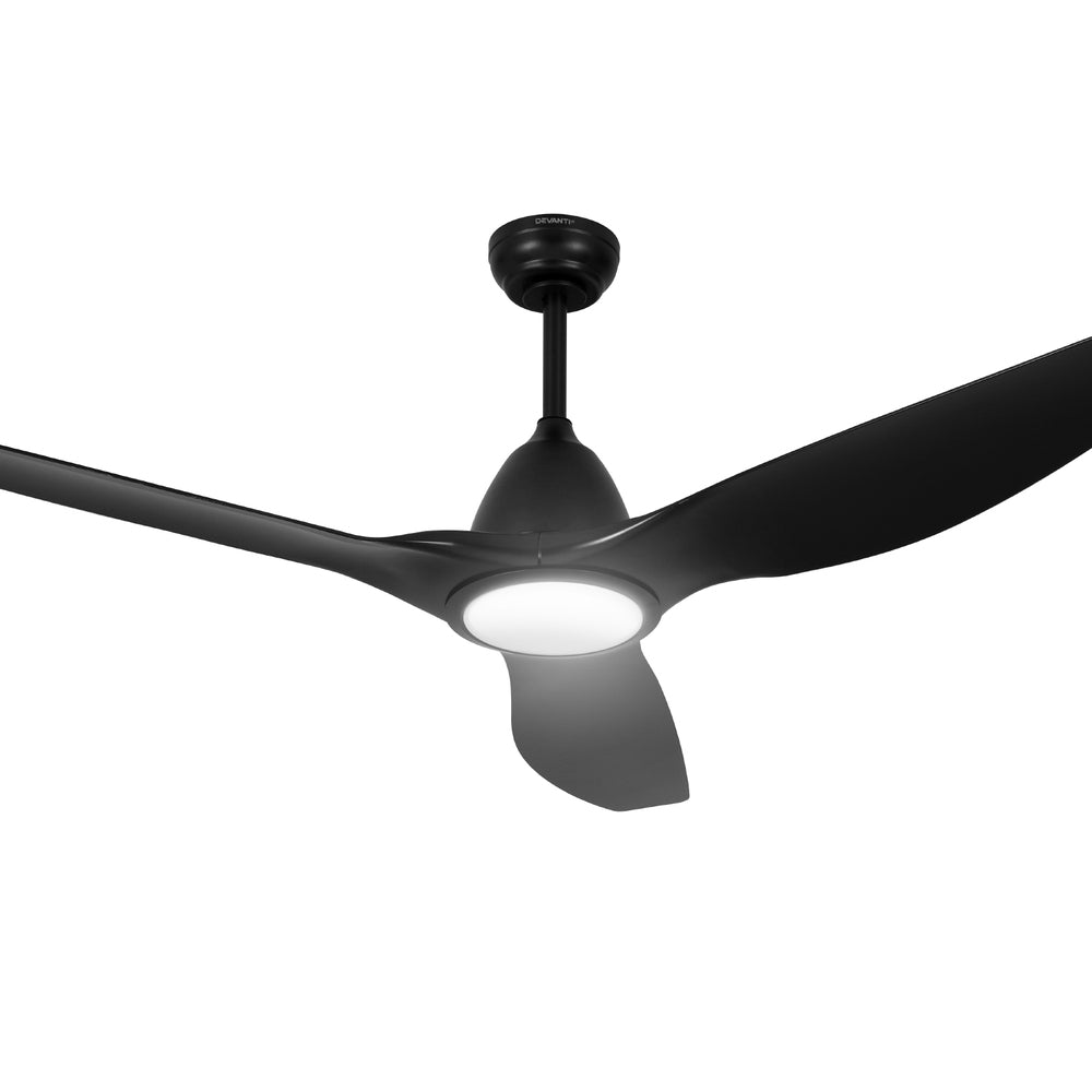 Devanti 64 Inch Ceiling Fan DC Motor w/Light w/Remote Black Appliances > Fans > Ceiling Fans