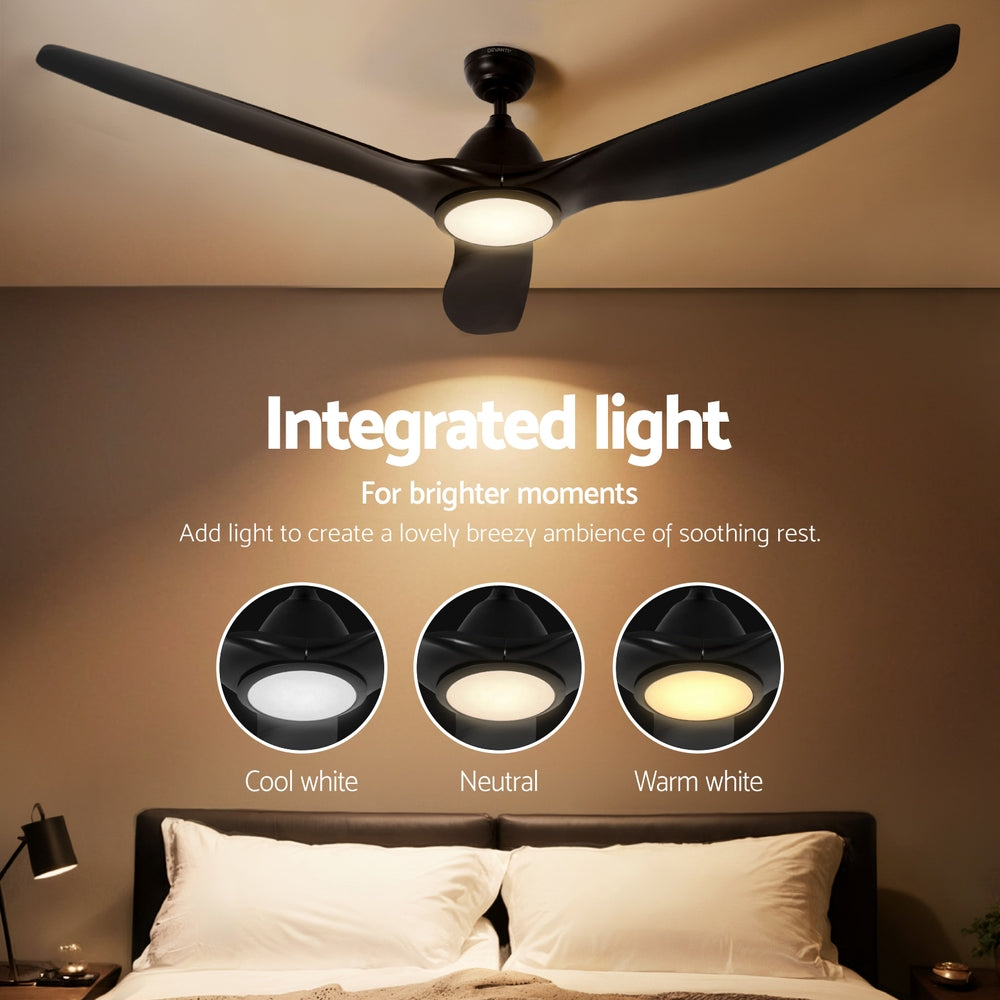 Devanti 64 Inch Ceiling Fan DC Motor w/Light w/Remote Black Appliances > Fans > Ceiling Fans