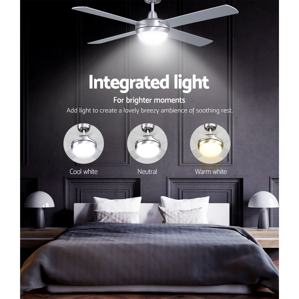 Devanti 52’’ Ceiling Fan AC Motor w/Light w/Remote Silver Appliances > Fans > Ceiling Fans