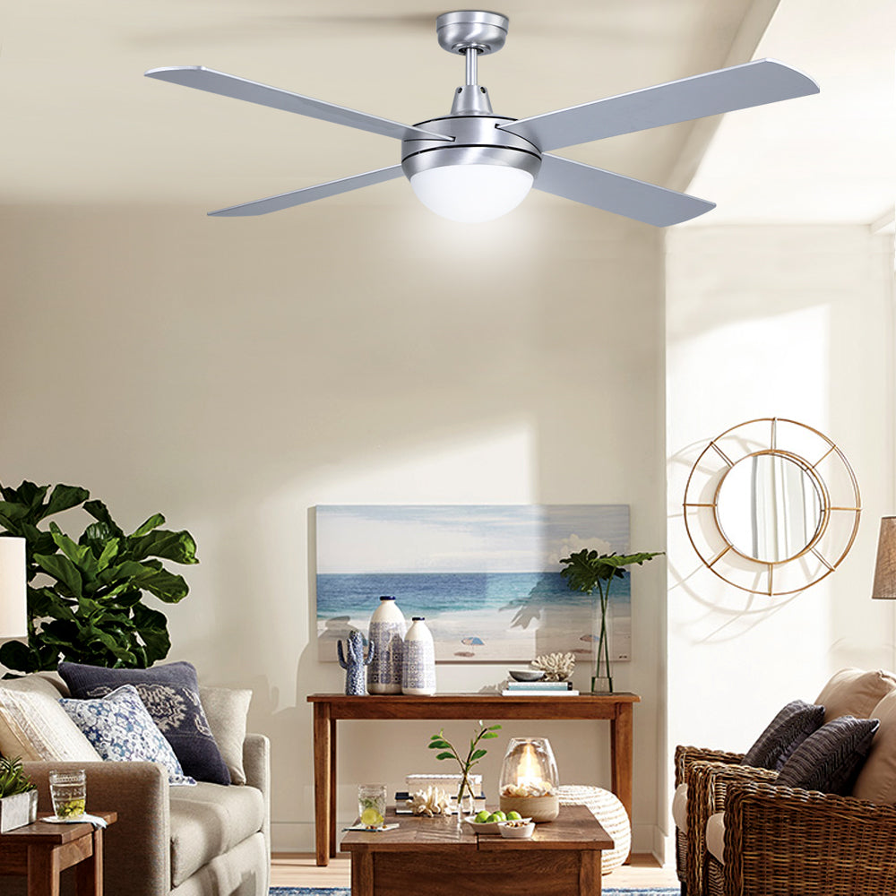 Devanti 52’’ Ceiling Fan AC Motor w/Light w/Remote Silver Appliances > Fans > Ceiling Fans