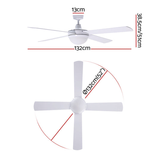 Devanti 52’’ Ceiling Fan AC Motor w/Light w/Remote White Appliances > Fans > Ceiling Fans