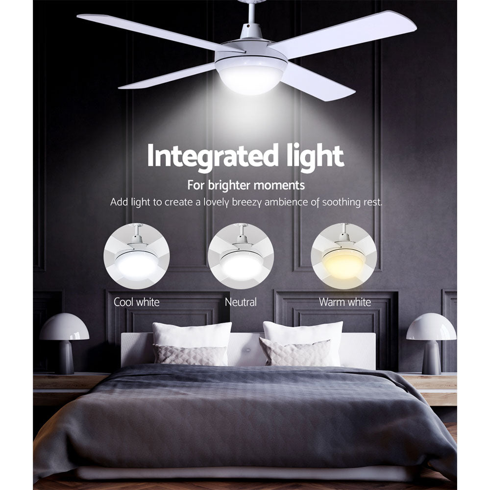 Devanti 52’’ Ceiling Fan AC Motor w/Light w/Remote White Appliances > Fans > Ceiling Fans