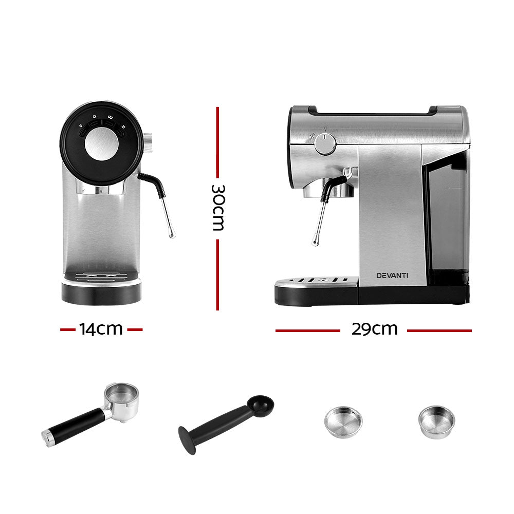 Devanti 20 Bar Coffee Machine Espresso Cafe Maker Appliances > Kitchen Appliances