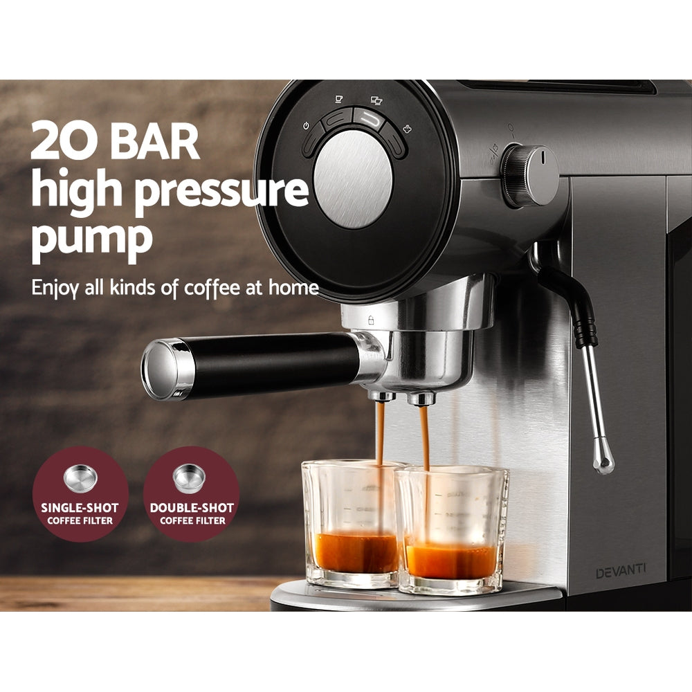 Devanti 20 Bar Coffee Machine Espresso Cafe Maker Appliances > Kitchen Appliances