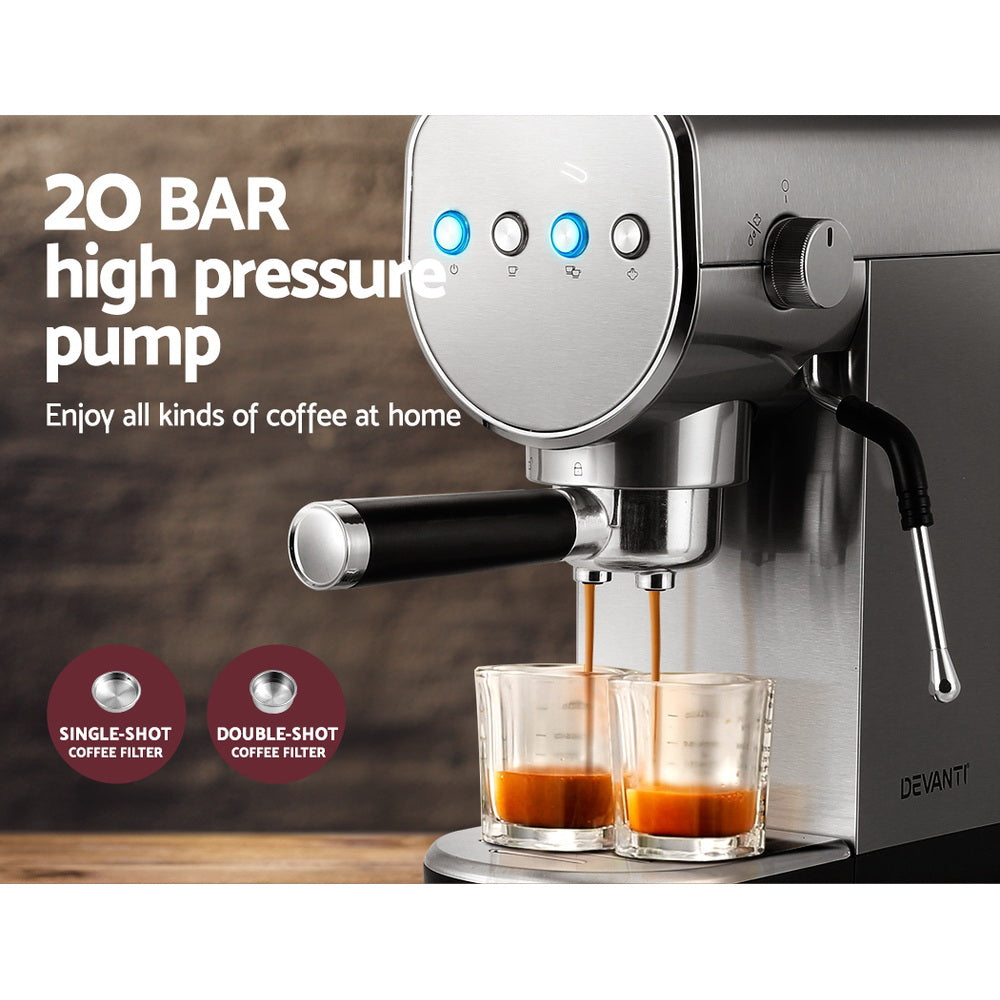 Devanti 20 Bar Coffee Machine Espresso Cafe Maker Appliances > Kitchen Appliances