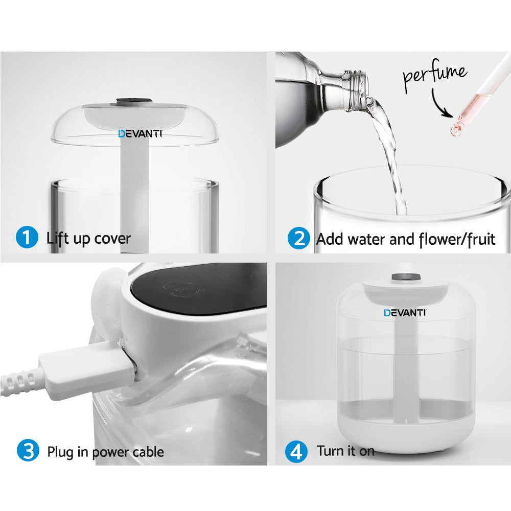 Devanti Aroma Diffuser Aromatherapy Humidifier 1L Appliances > Aroma Diffusers & Humidifiers
