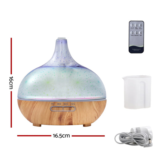 Devanti Aroma Diffuser Aromatherapy 3D Glass 400ml Appliances > Aroma Diffusers & Humidifiers