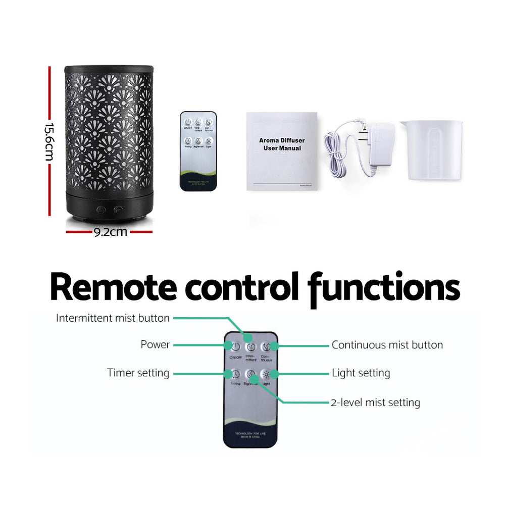 Devanti Aroma Diffuser Aromatherapy Black 100ml Appliances > Aroma Diffusers & Humidifiers