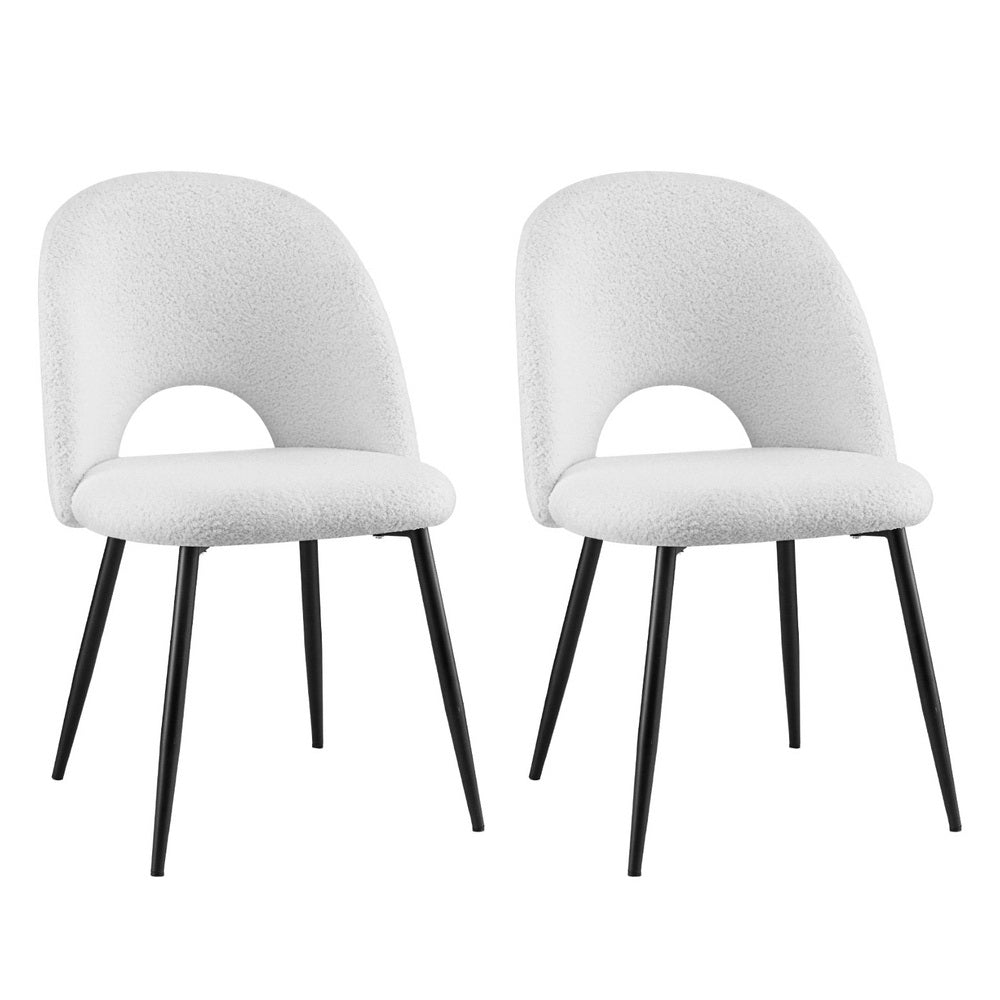 1 Set of 2 Artiss Dining Chair Boucle Sherpa - Furniture > Dining > Kitchen & Dining Chairs