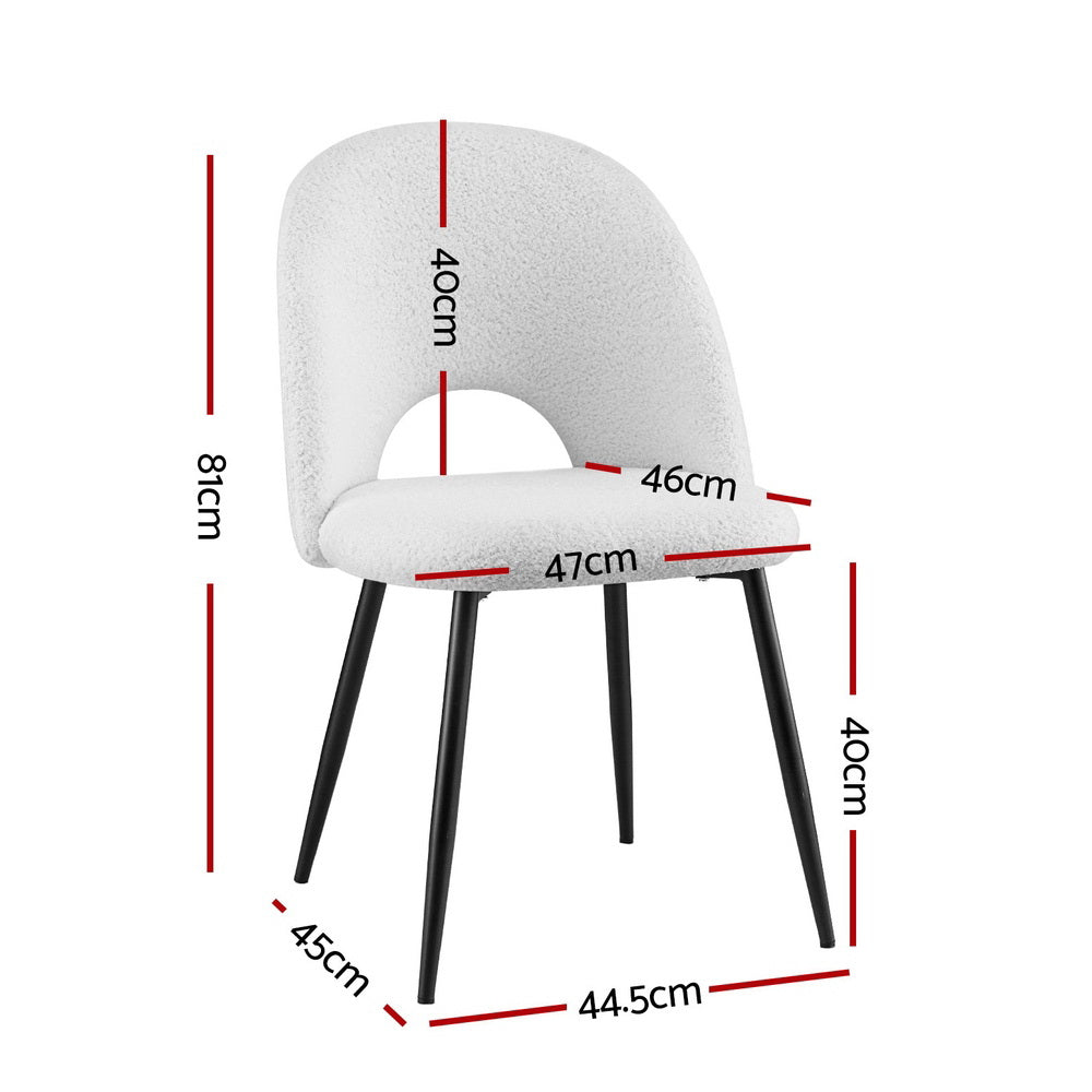 1 Set of 2 Artiss Dining Chair Boucle Sherpa - Furniture > Dining > Kitchen & Dining Chairs