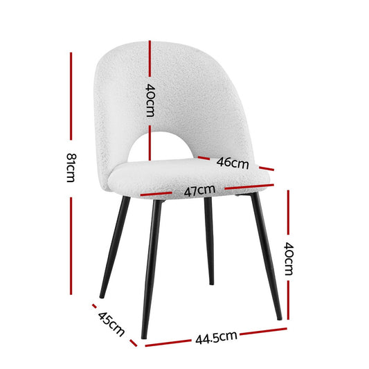 1 Set of 2 Dining Chair Boucle Sherpa - Furniture > Dining > Kitchen & Dining Chairs