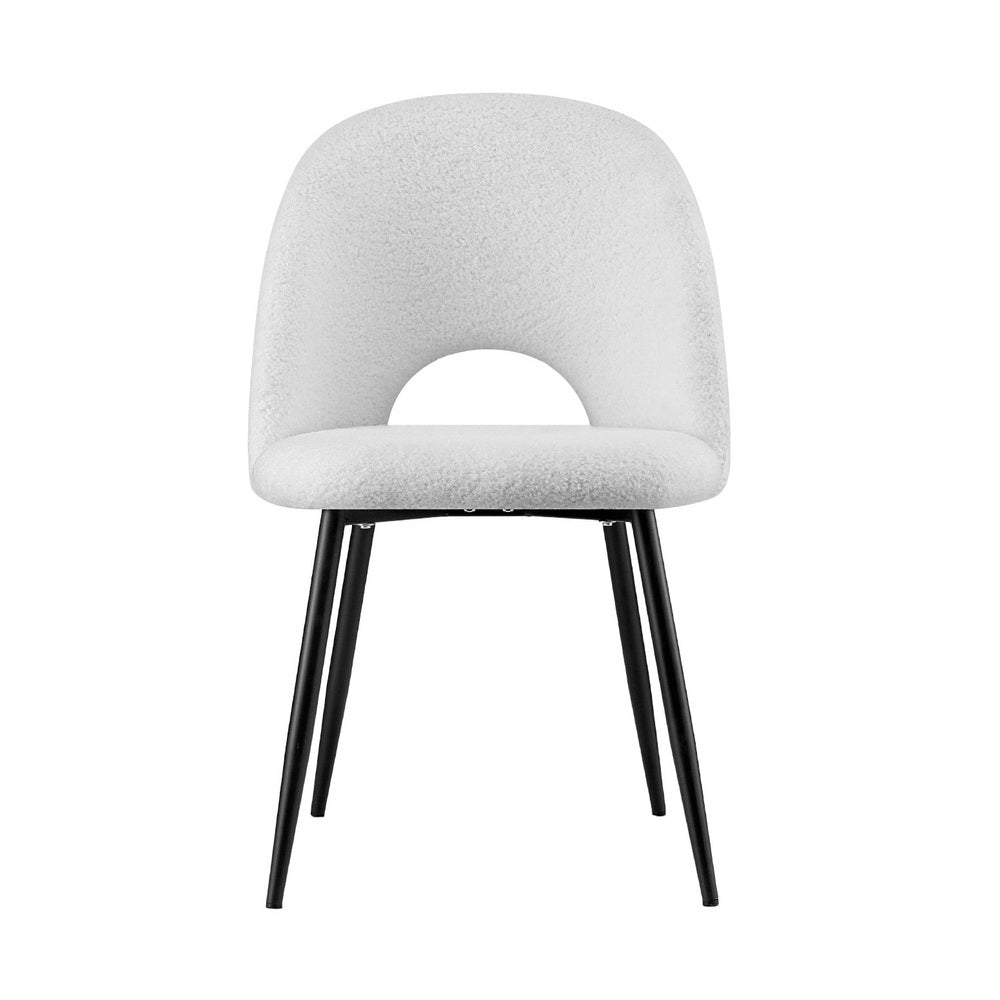 1 Set of 2 Artiss Dining Chair Boucle Sherpa - Furniture > Dining > Kitchen & Dining Chairs