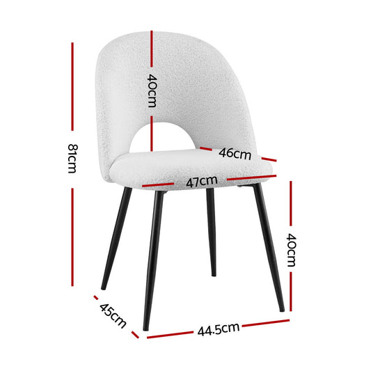 1 Set of 4 Dining Chair Boucle Sherpa - Furniture > Dining > Kitchen & Dining Chairs