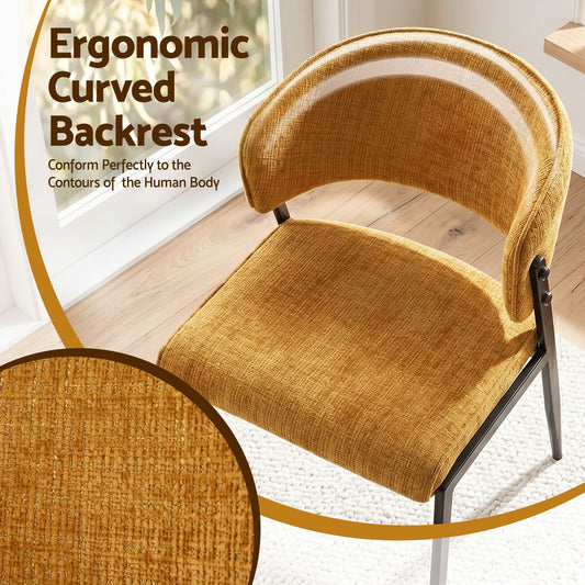Linen Dining Chairs Set of 2 – Mustard