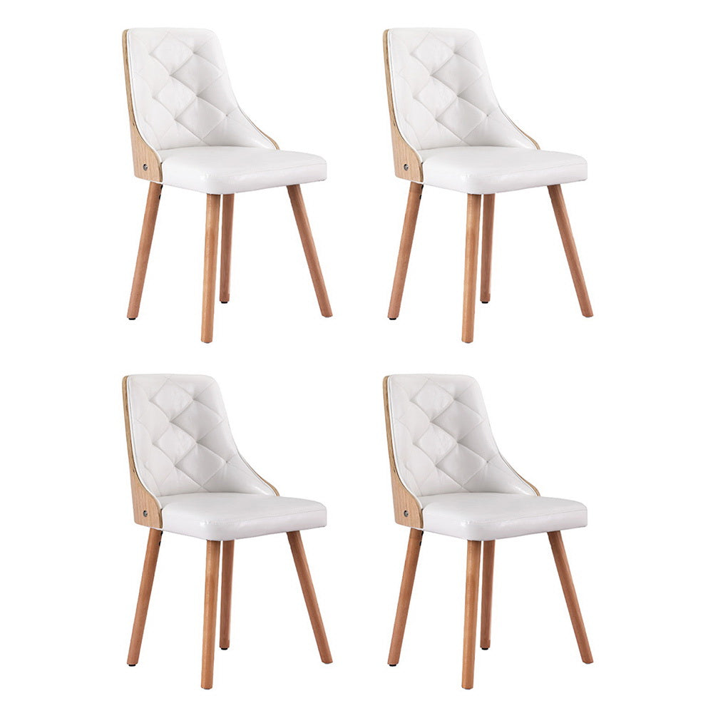 1 Set of 4 Artiss Dining Chairs White PU - Furniture > Dining > Kitchen & Dining Chairs