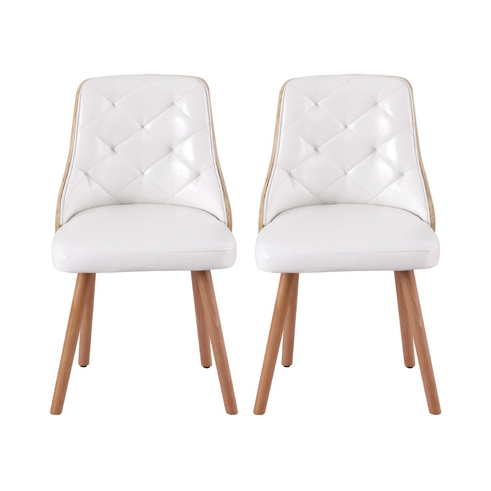 1 Set of 4 Artiss Dining Chairs White PU - Furniture > Dining > Kitchen & Dining Chairs