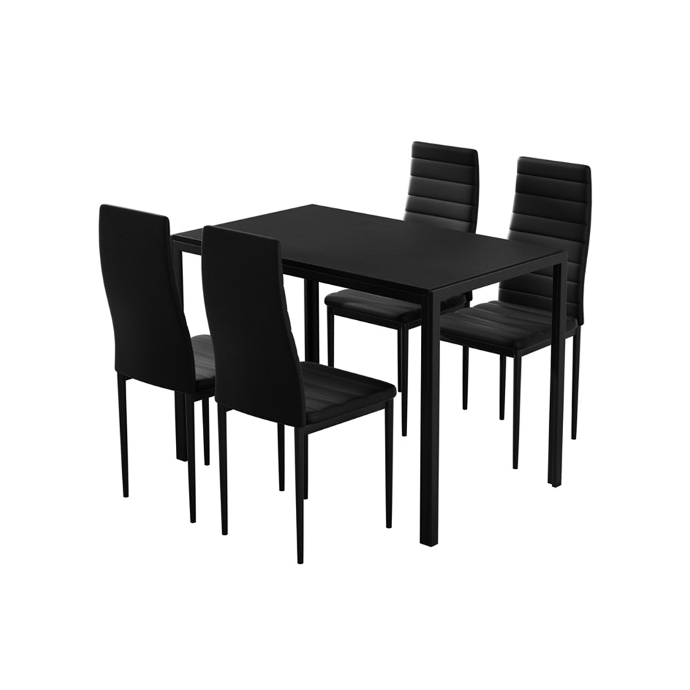 Artiss Dining Chairs and Table Dining Set 4 Chair Set Of 5 Black - Furniture > Dining > Dining Set